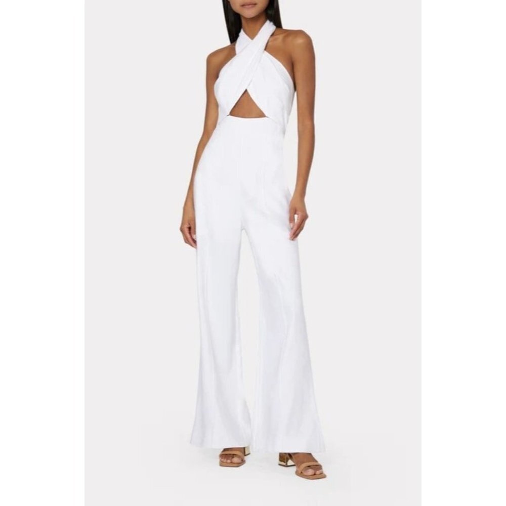 Milly Eda Linen Jumpsuit in White 2 New Womens Dressy Outfit - Picture 9 of 12